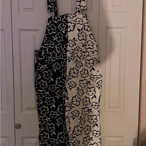 Forever 21 Black and White Floral Overalls